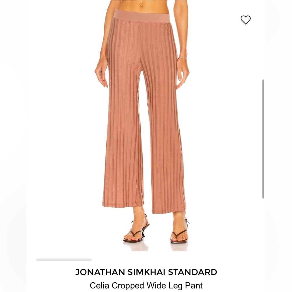 Jonathan Simkhai Cropped Ribbed Wide Leg Pants